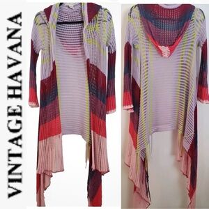 Vintage Havana Open Knit Cardi Duster Sweater Hoodie